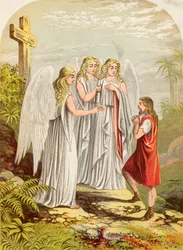 Christian verliert seine Last, aus Die Pilgerreise von John Bunyan, veröffentlicht ca. 1880